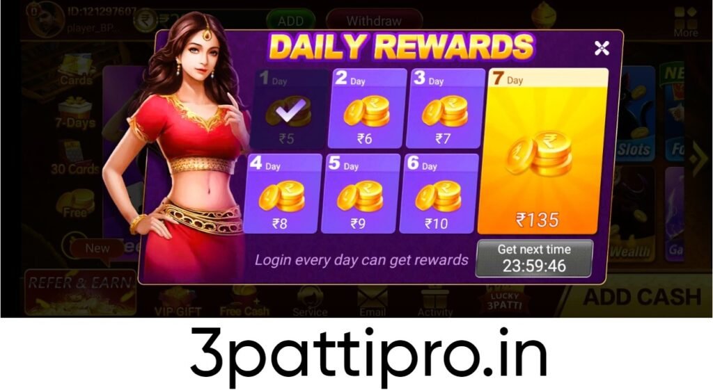 Daily Bonus in Teen Patti Golden India App