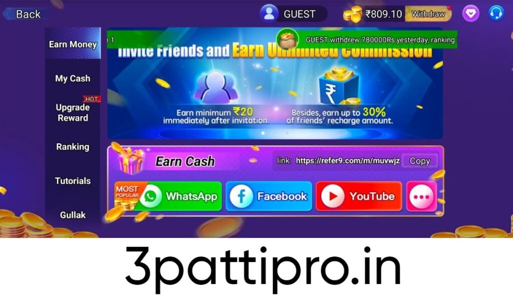 Best Refer & Earn Program in Teen Patti Master Club